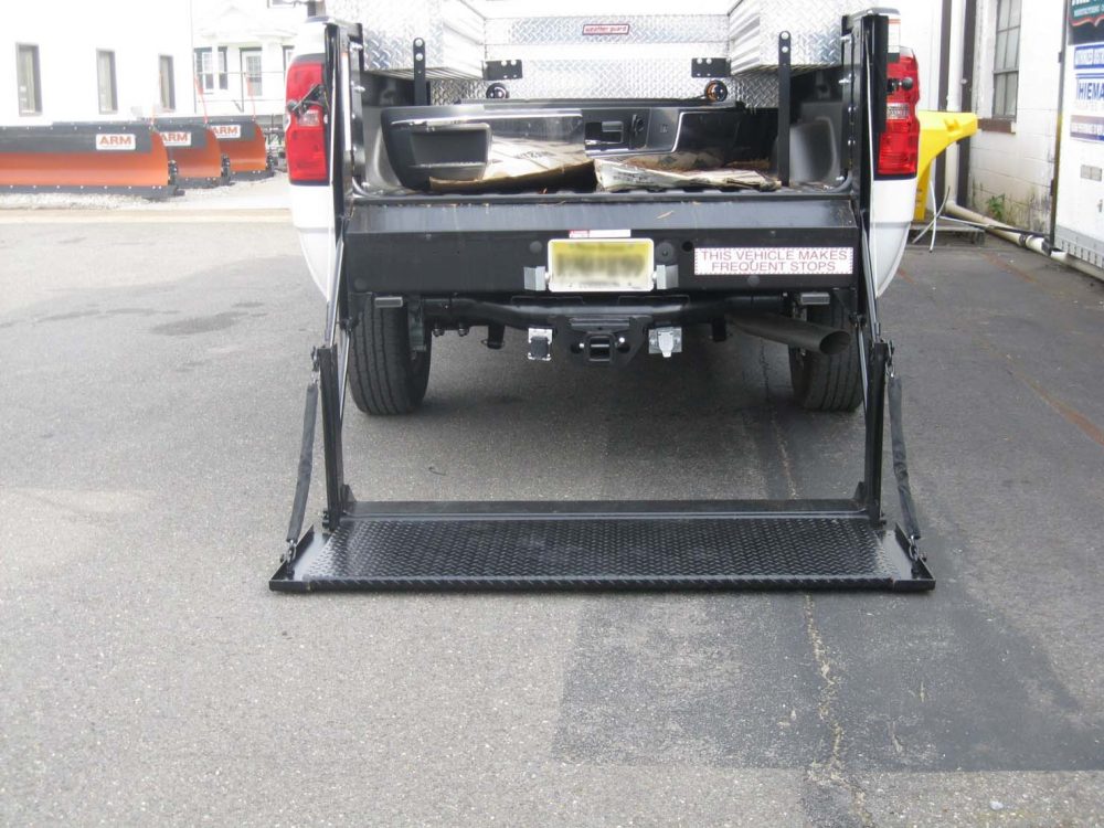 Liftgate on back of utility truck