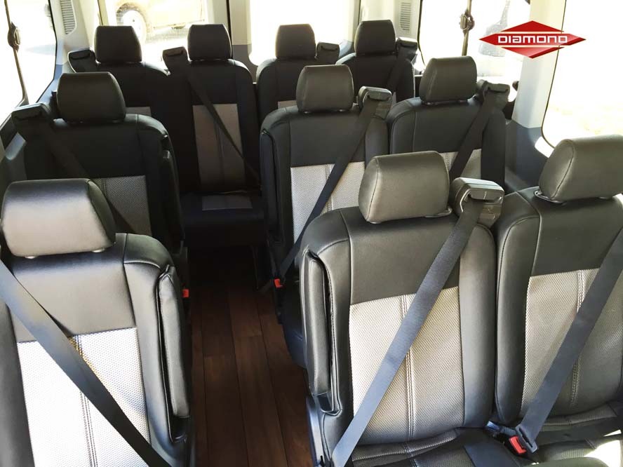 View of all leather seats in van